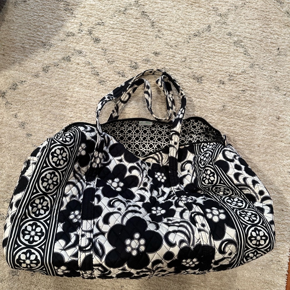 Vera Bradley Overnight Bag Floral Black and White